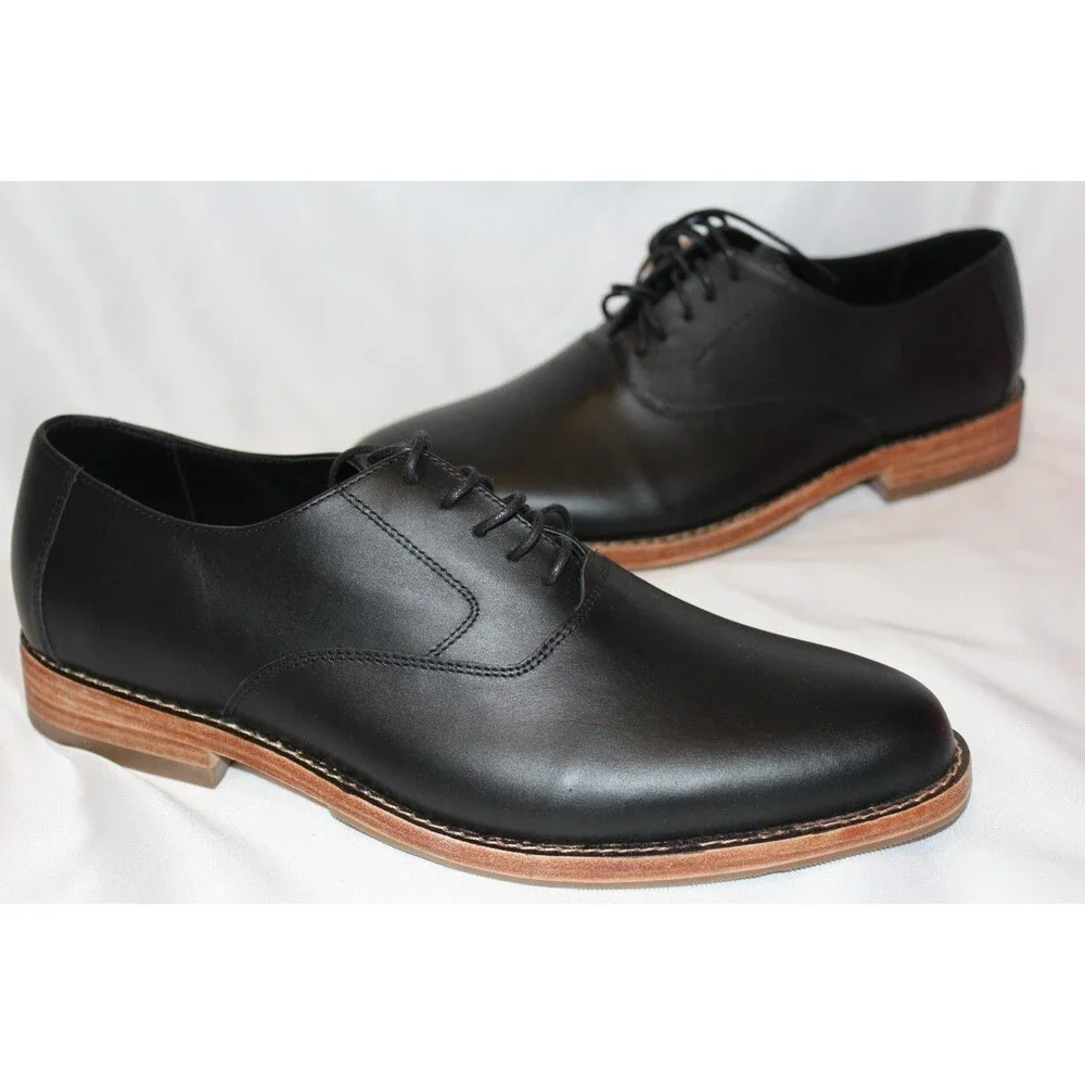NISOLO MEN'S EVERYDAY OXFORD LEATHER‎ DRESS SHOES BLACK SZ 11 NIB $188